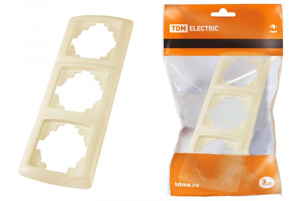 TDM  Онега  Слоновая Кость  Рамка 3-местная вертикальная SQ1805-0057