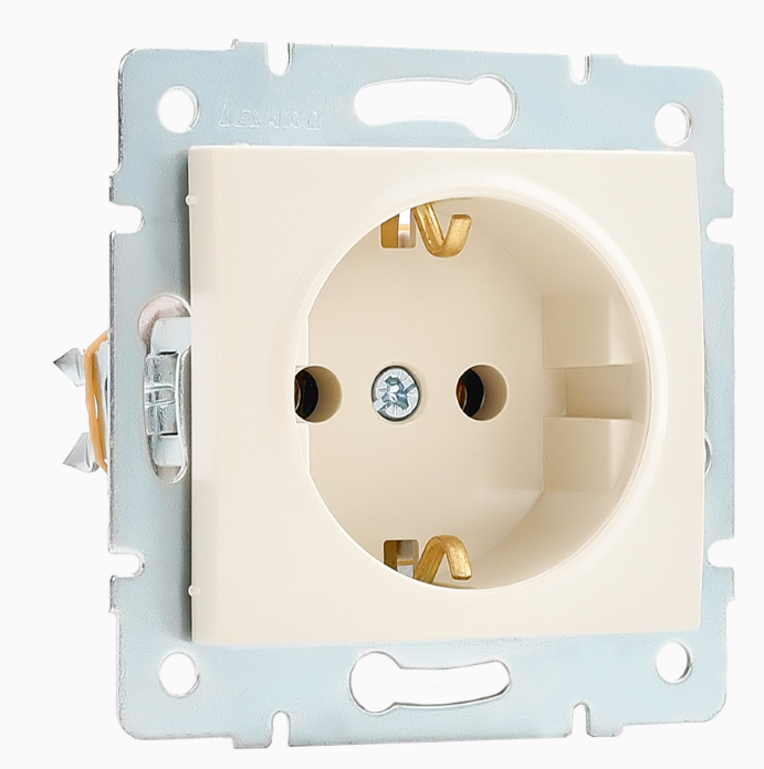 Lezard  KARINA  Крем  Розетка с заземляющими контактами ПБТ 707-0388-122B