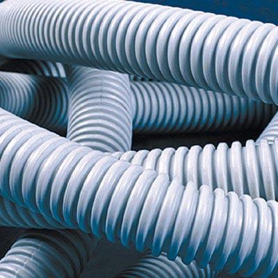Труба DKC ПВХ гибкая гофрированная, лёгкая без протяжки, цвет серый, д.32мм (Продажа кратно упаковке 25м.) Цена за метр  90932